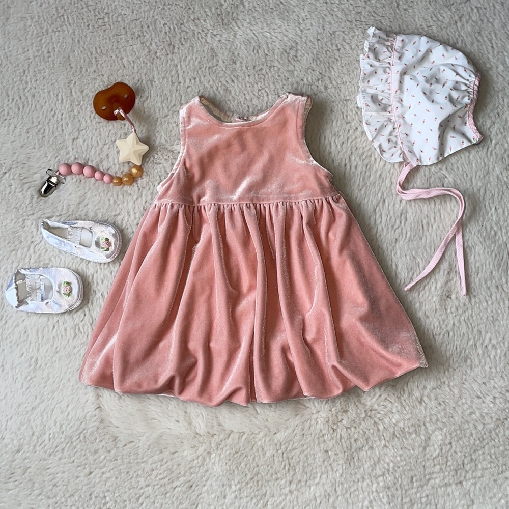 Old Navy | Blush Pink Velvet Bubble Dress | 0-3 Months